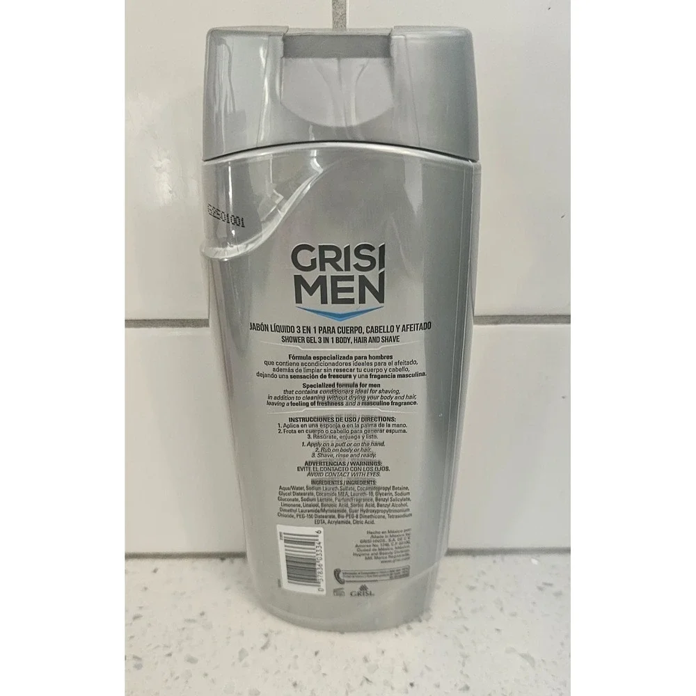 Grisi Men Shower Gel‎ 3 in 1 Body Hair & Shave Cleansing Fresh Fragrance
